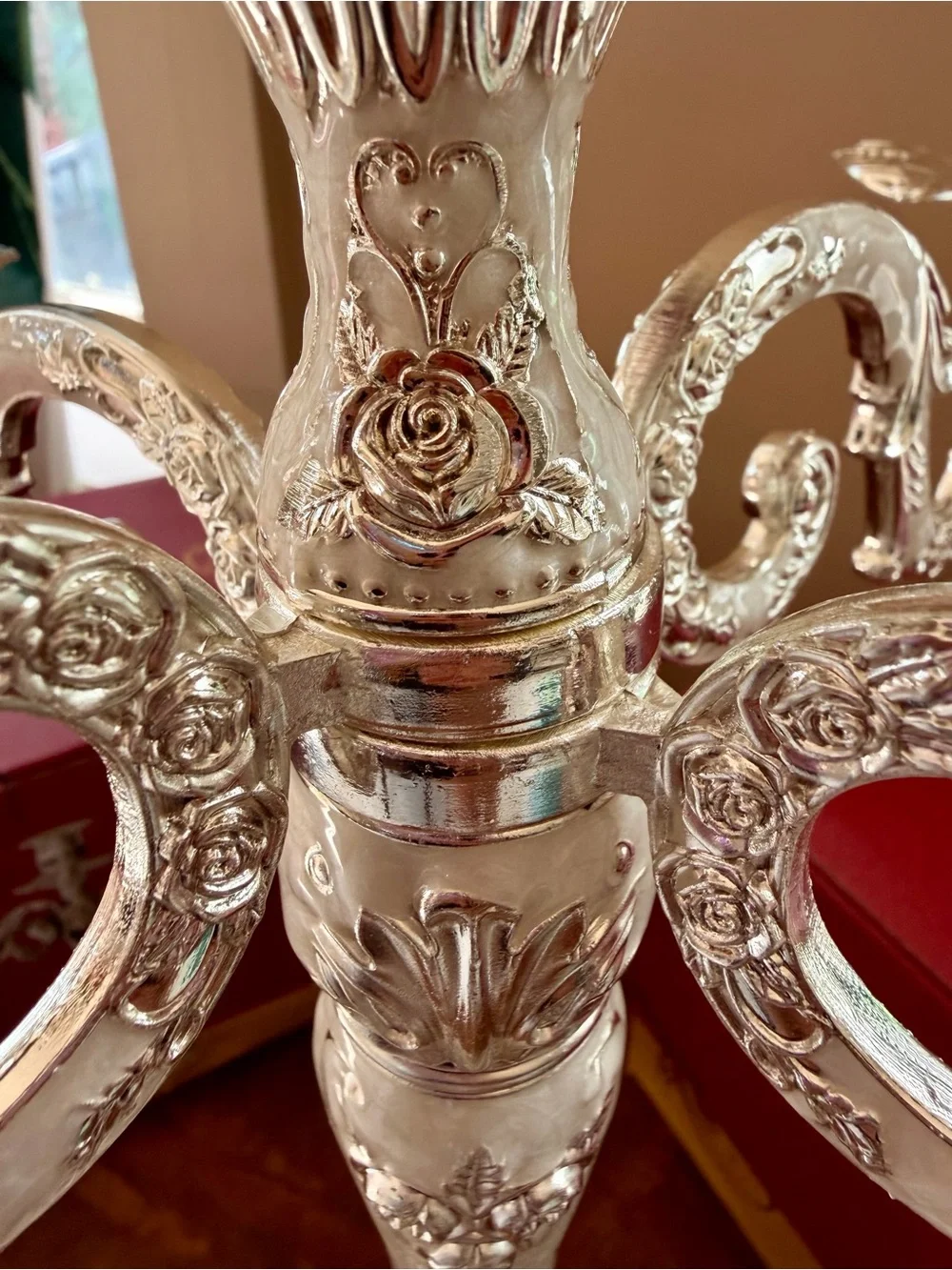 2 BENESRFIT Silver White Enamel 5 Arm Candelabra Candle Holder European Wedding